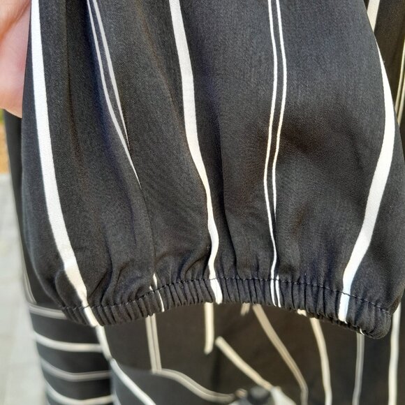 Express Striped Elastic Waist Ruffle Wrap Dress SIZE SMALL - Picture 11 of 16